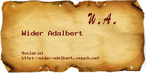 Wider Adalbert névjegykártya